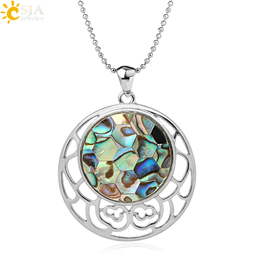 Ожерелье CSJA Paua с подвесками из натуральной морской ракушки ожерелье