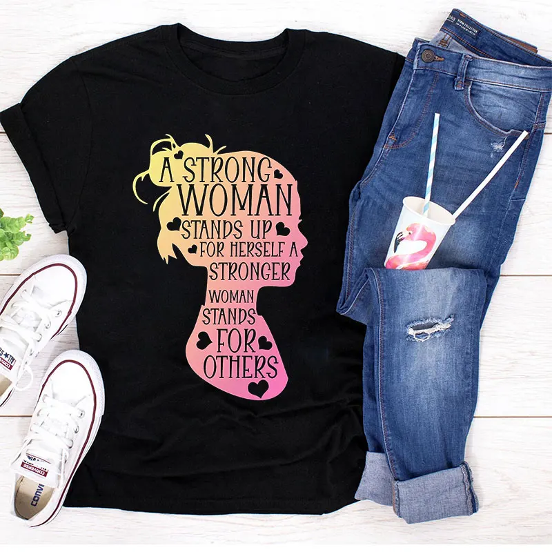 

New Design Women Fashion T Shirt 2021 Women Melanin Heart Black History Pride T-Shirt Female Power Self Strong Girls Shirt