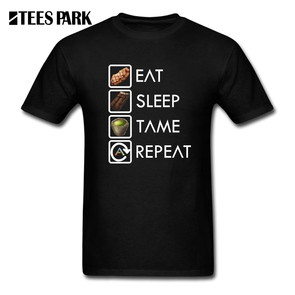 Забавные футболки Ark Survival Evolved Eat Sleep Tame Repeat лучшие мужские хлопковые с коротким