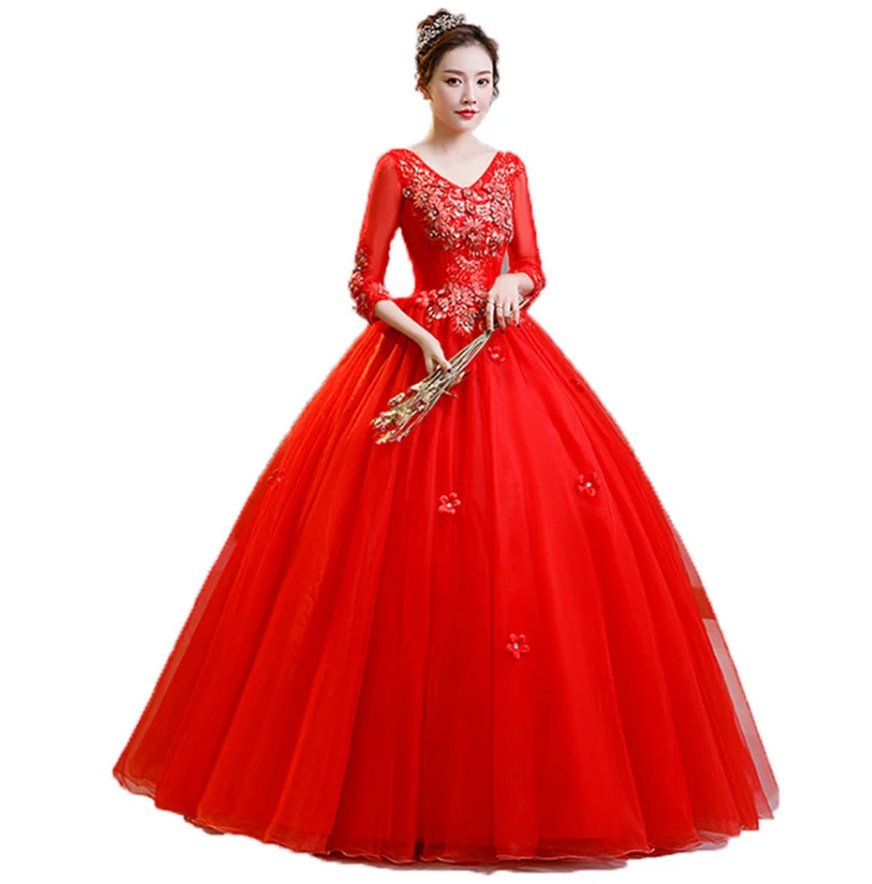 Фото Новый запас 2025 Великолепное красное кружевное платье Quinceanera Бальное платье для выпускного вечера Милое платье 16 для 15 лет Корсет Vestidos De 15 Anos №4
