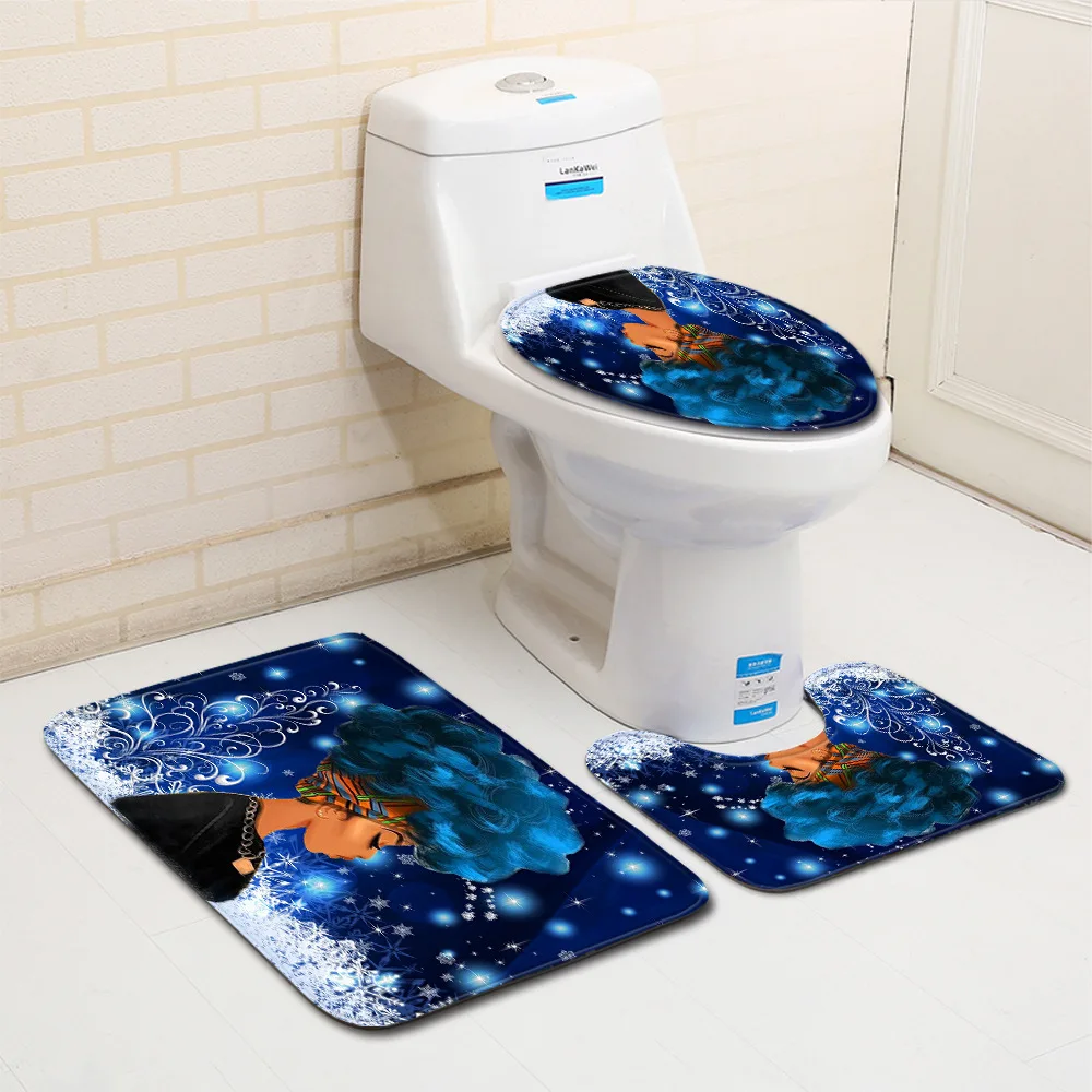 Чехол для сиденья унитаза 3 шт. в комплекте коврик ванной комнаты фланелевый с