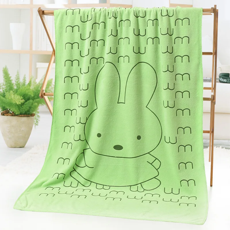 Rabbit 2-Green 70*140 см высококачественное Впитывающее банное полотенце из микрофибры с кроликом для ванной комнаты, мягкое однотонное полотенце с рисунком для взрослых - Цвет: Rabbit 2-Green