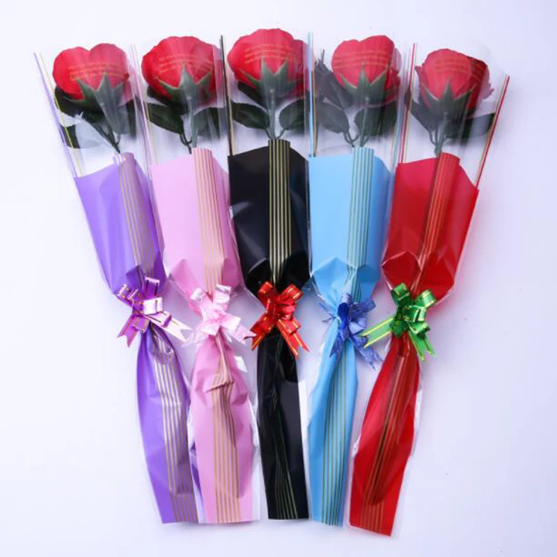 

50 наборов цветочный Пластик цветочных упаковочных мешка тонкие розовые сумки цветы Упаковочная Бумага с выдвижной ручкой для украшение в в...