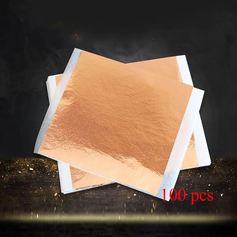 

2021 New Imitation Gold Silver Gilding Aluminum Foil Foil Paper About 100 Sheets/Pack 14*14cm Art Craft Paper DIY Decoration