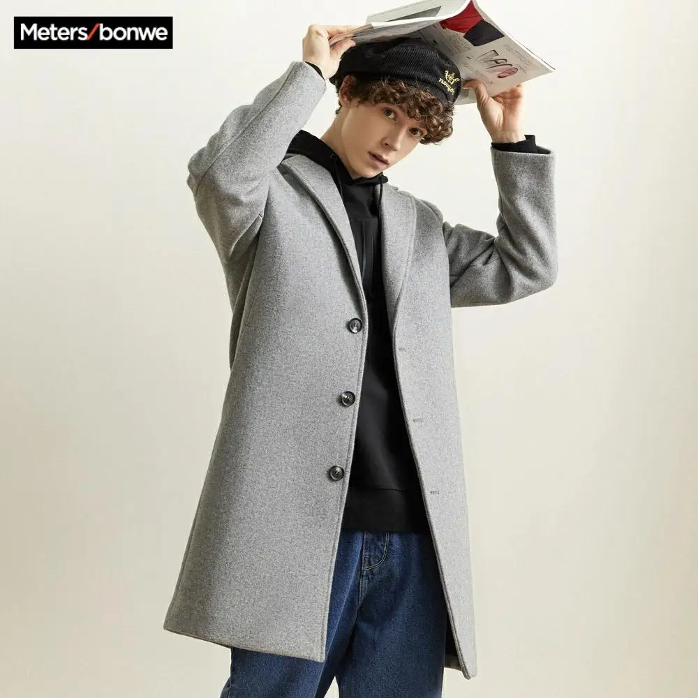 Metersbonwe Зимняя шерстяная куртка для мужчин высокого качества Шерстяное Пальто