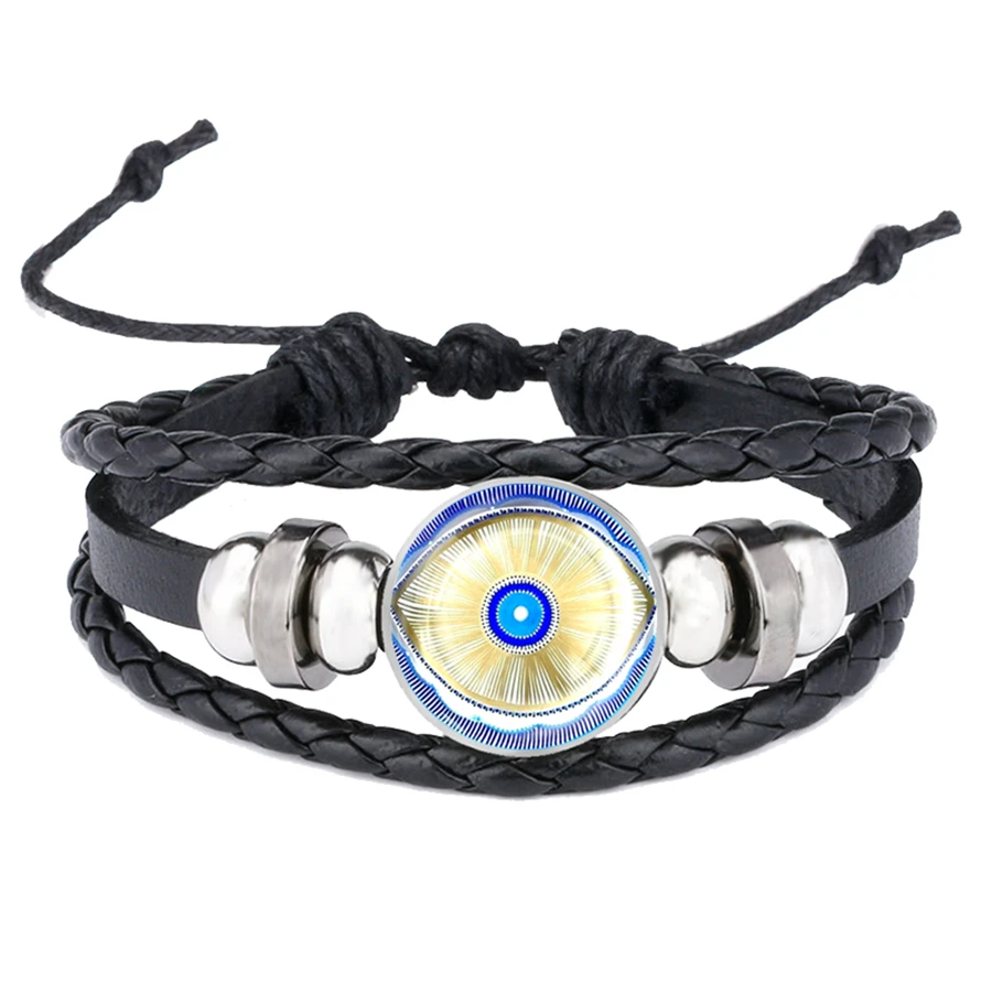 Синие браслеты со сглаза El Protector Ojo Turco Blue Evil Eye мощный защитный кожаный браслет