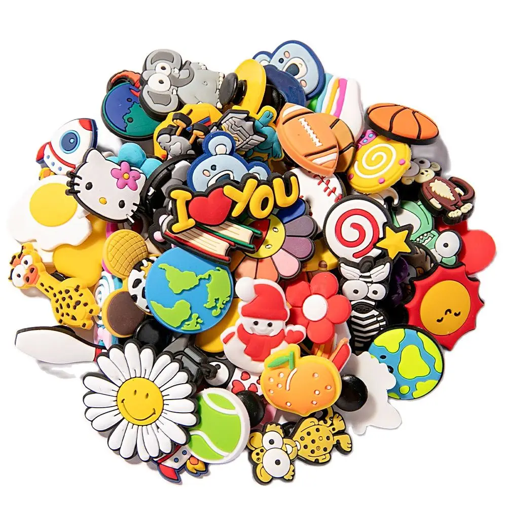

50pcs Random Shoe Charms for Croc Jibz Accessories Cartoon Shoes Accesories Croc Charms Fit DIY Bracelets Wristband Kids Gift