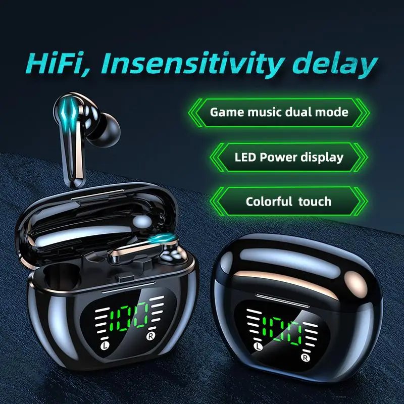 

New TWS Gaming Headset Bluetooth 5.1 Wireless Headphones Non-Inductive Delay Sports Waterproof Headset Earplugs With Microphone