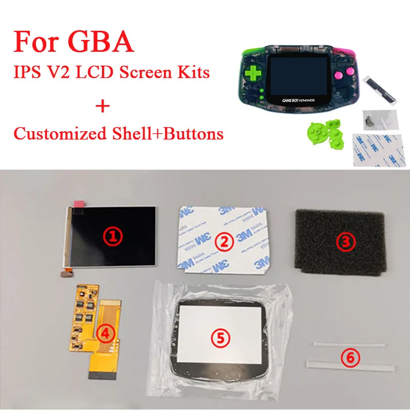 

Новинка наборы ЖК-экранов IPS с корпусом наборы корпусов для Nintendo Gameboy Advance GBA IPS экран с предварительно вырезанным корпусом чехол