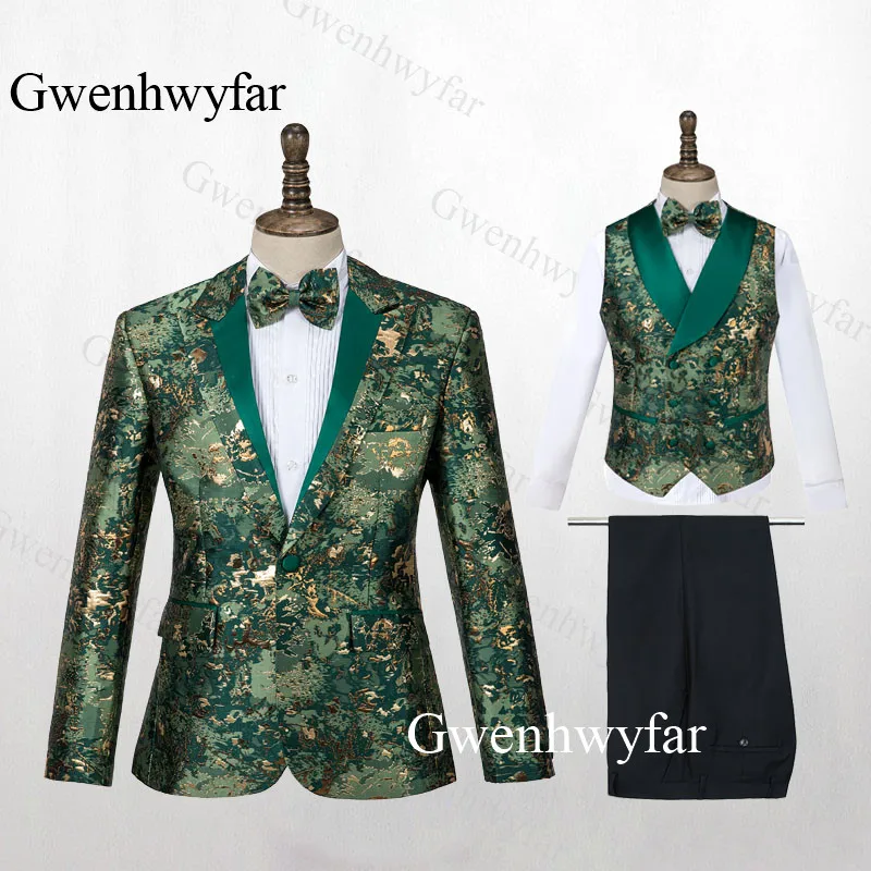 color 8 Gwenhwyfar мужской модный двубортный костюм синий цветочный Jacqaurd высококачественные для жениха костюмы для вечеринки Выпускной сценический костюм певица - Цвет: color 8