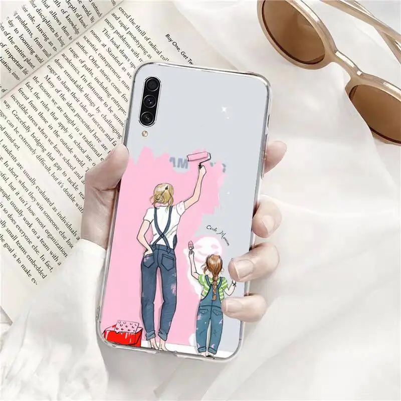 

Super Mom Baby Girl Fashion Phone Case Transparent For Samsung Galaxy A71 A21s S8 S9 S10 plus note 20 ultra