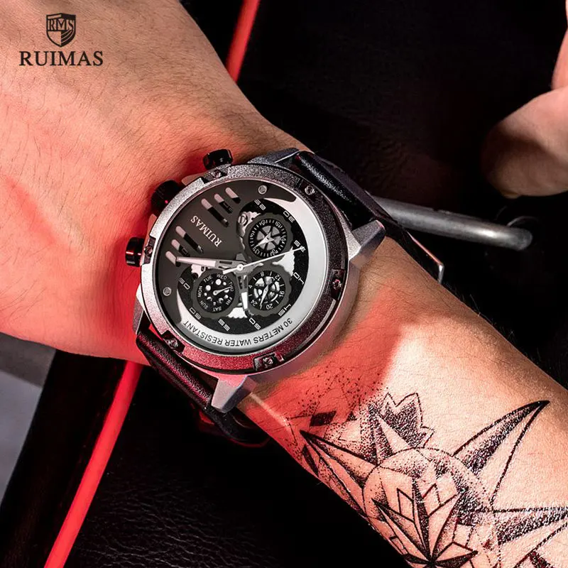 

Top Brand Men's Fashion Watches Men Sport Waterproof Quartz Watch Man Casual Leather Military Clock Wrist watches 568