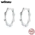 WOSTU Настоящее 925 стерлингового серебра Бамбуковые обручи серьги с простым дизайном Оригинальные Серебряные серьги для женщин серебро 925 ювелирные изделия CQE988
