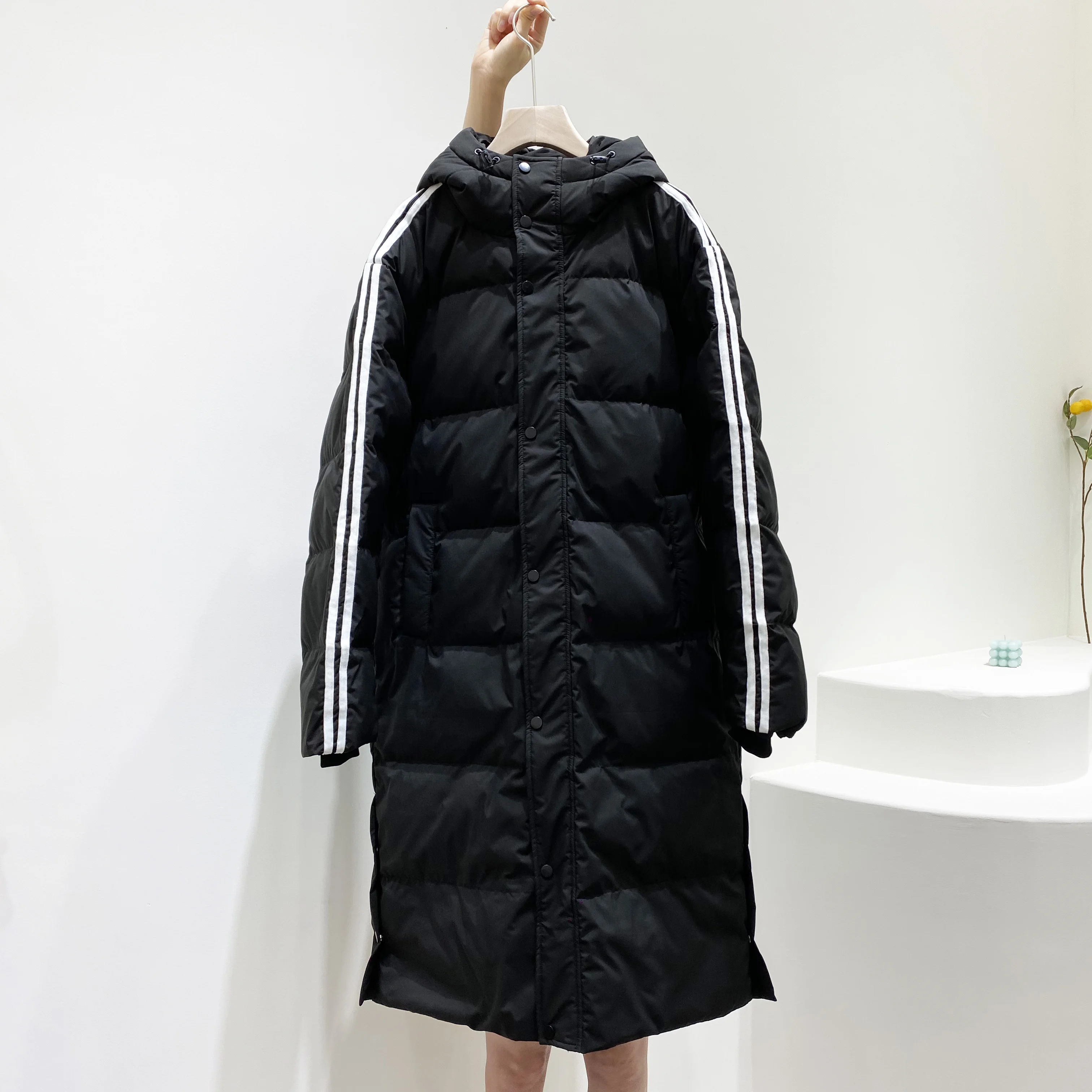 Dongdaemun Couple Hooded Long down Jacket Female Star Same Product Warm Padded Jacket over the Knee women coat