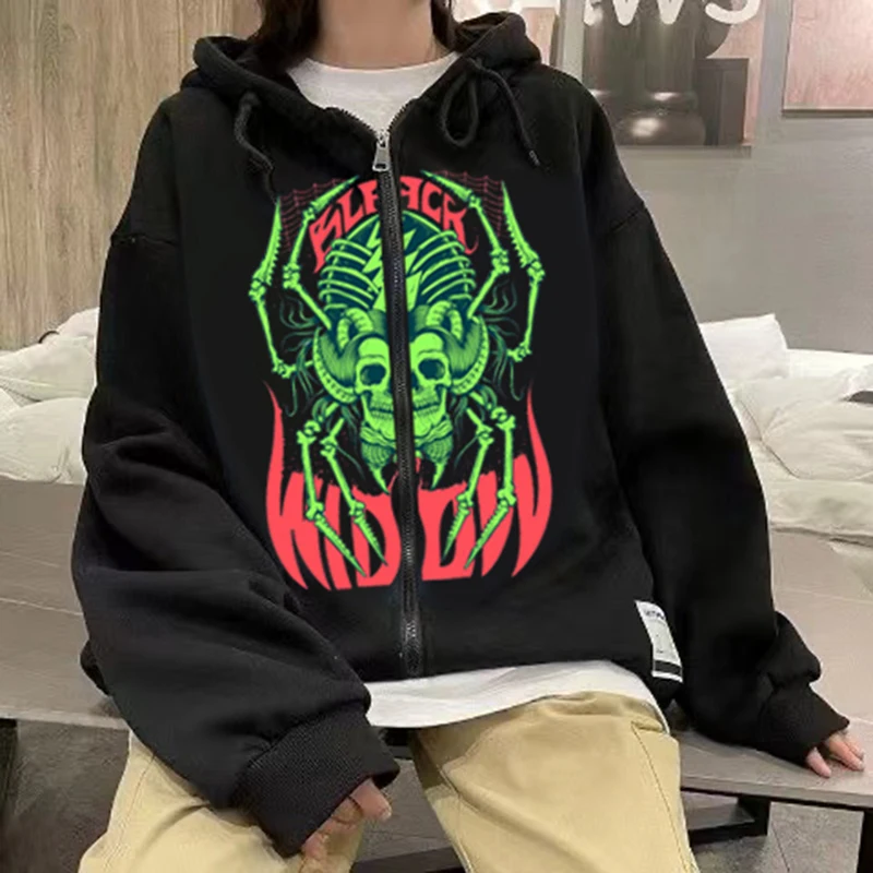 

Женская толстовка с длинным рукавом, на молнии, в готическом стиле