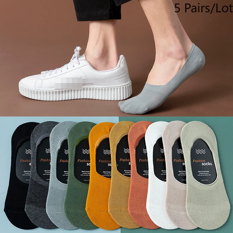 

Low Cut Men Socks Spring/Summer Cotton Short Tube Casual Thin Mesh Boat Socks for Boys Breathable Antiskid Non-slip Resilient