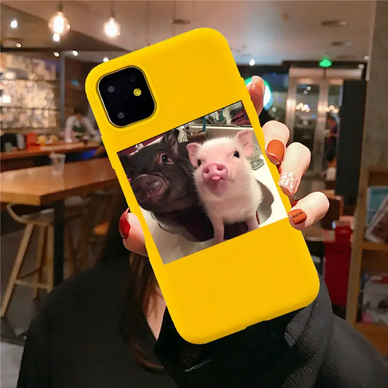 yellow TPU F3187 Забавный чехол для телефона с рисунком поросенка для iphone 11 Pro XS MaxX XR чехол для iphone 6 S 5 5S 7 8 plus Мягкий чехол милые Чехлы для пар - Цвет: yellow TPU F3187