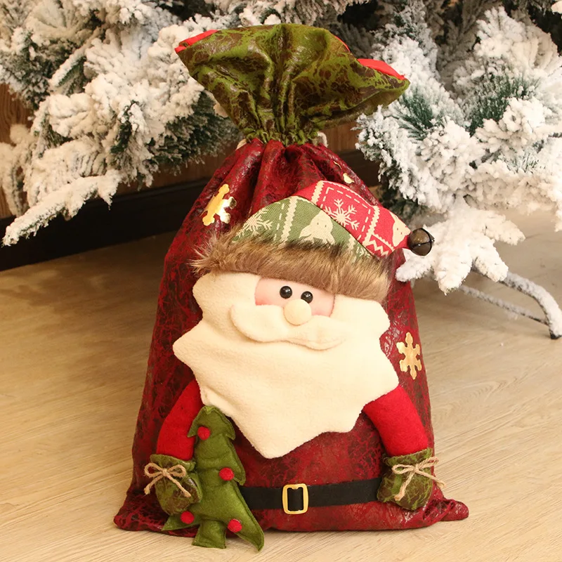 Сумка для рождественского подарка рюкзак с Сантой большая сумка из