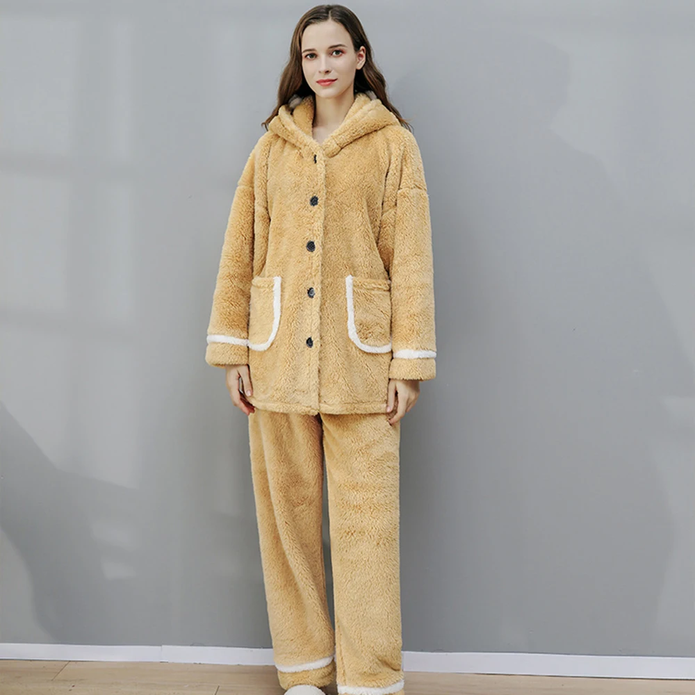 

Korean style sleepwear Fashion winter Long sleeve clothes pajamas for women sleep Suit pijama feminino couple pajama set