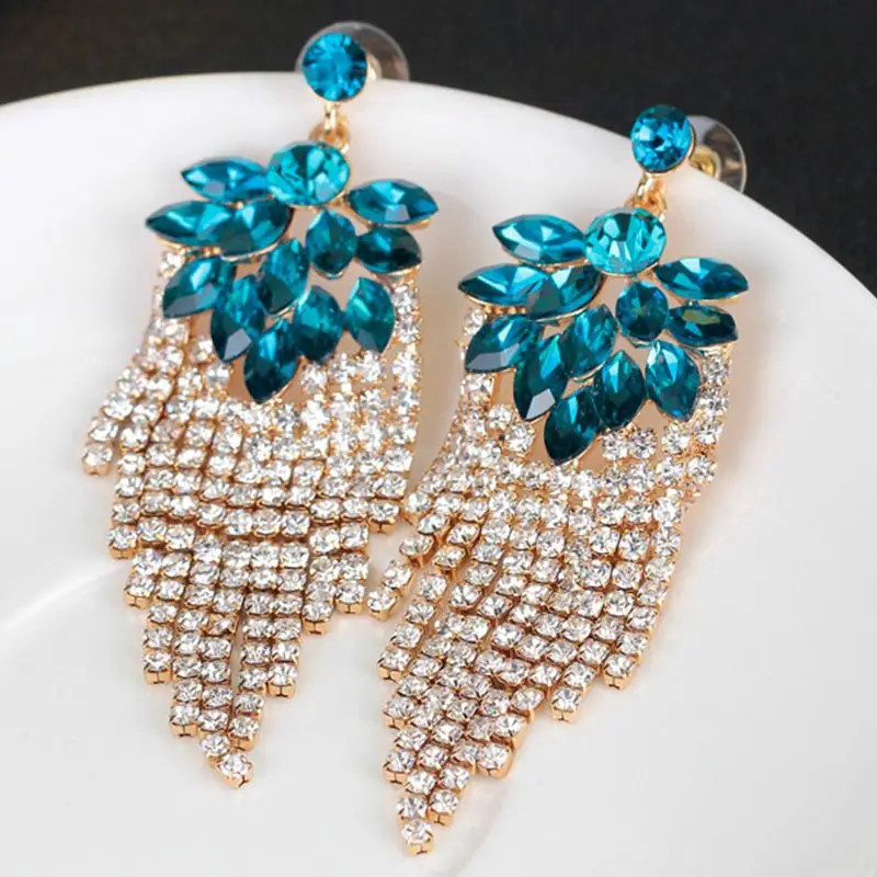 

2021 Hot Sale High Quality New Exaggerated Wedding Earrings Shiny Rhinestone Earrings for Women