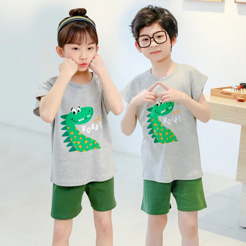 

Summer Children's Pajamas Boys' Home Clothes Children's Cotton Short Sleeve Suit Thin Baby Girls Boys Clothing Set