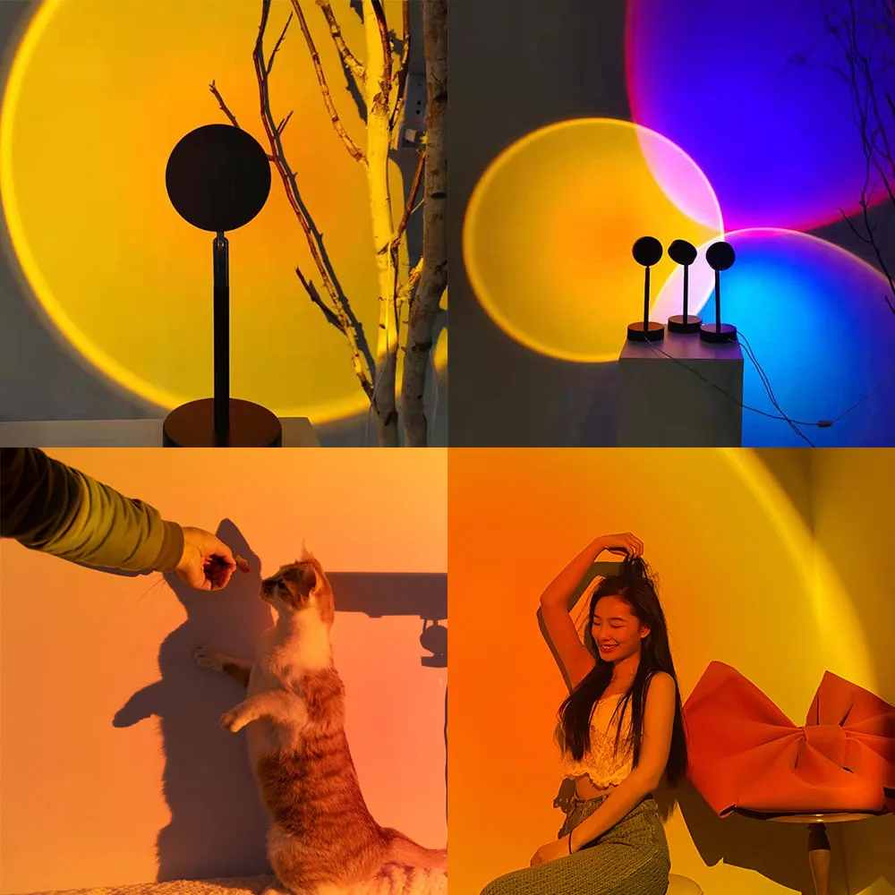 Радужный светильник с закатом светодиодный ночсветильник проекцией атмосферы