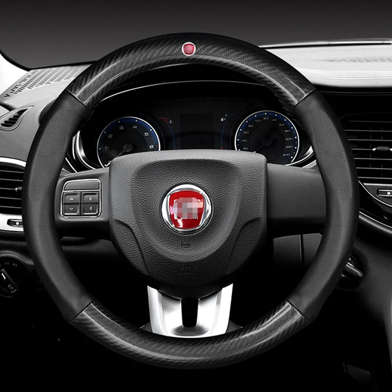 

Leather Car Steering Wheel Cover Anti-slip For Fiat Panda Auto InteriorAccessories Car Steering-Weel Covers Auto Upholstery