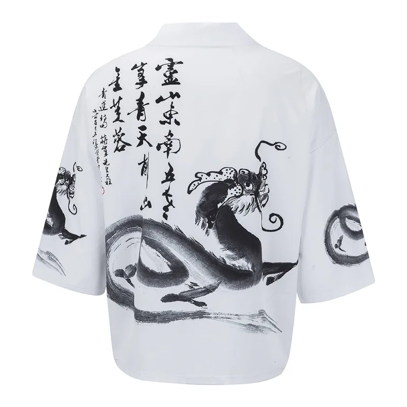 Китайское кимоно с чернильным принтом 2020 уличная одежда Haori мужское юката