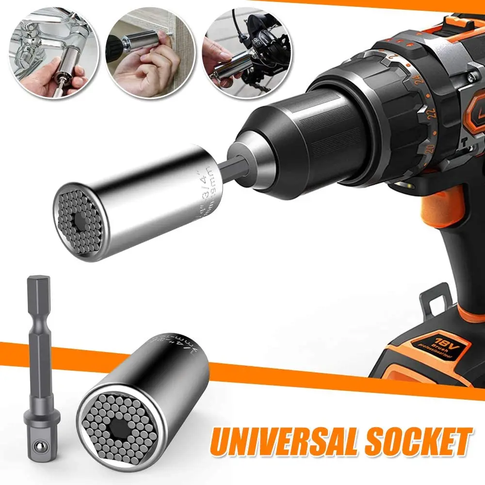 

Universal Torque Wrench Head Set Socket Sleeve 7-19mm Power Drill Ratchet Bushing Spanner Multi Hand Tools