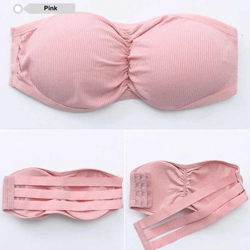220 Pink Сексуальный летний женский бюстгальтер без бретелек, цветочный кружевной топ-труба, Одноцветный укороченный топ, бесшовное мягкое нижнее белье, нижнее белье - Цвет: 220 Pink