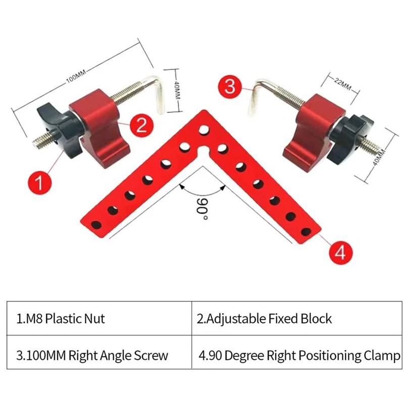 

4 Pcs 90 Degree Aluminium Alloy Positioning Squares 140mm Right Angle Clamp L-Type Corner Clamp for Picture Frames