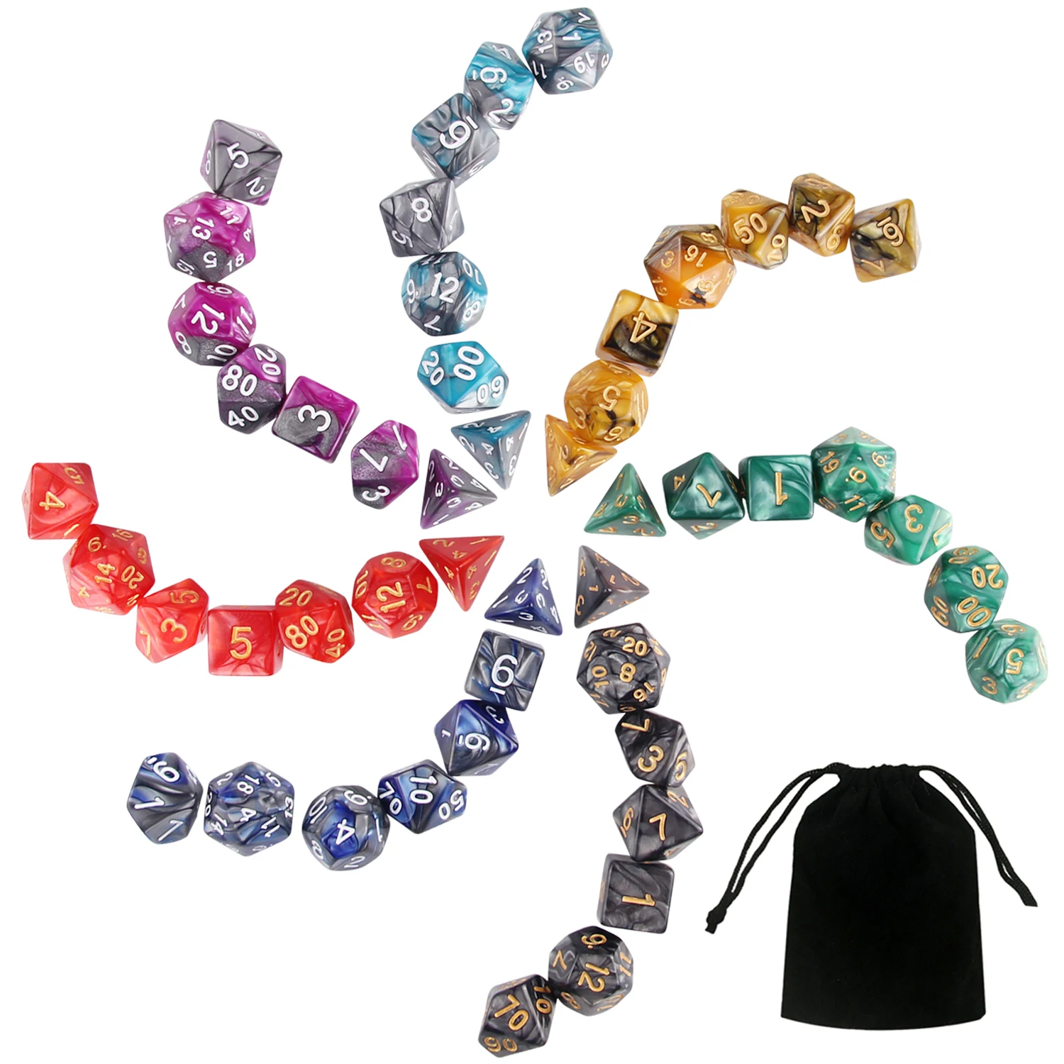 7 компл 49 шт. смешанные Цвет набор Игральный костей многогранные кубики Стильная