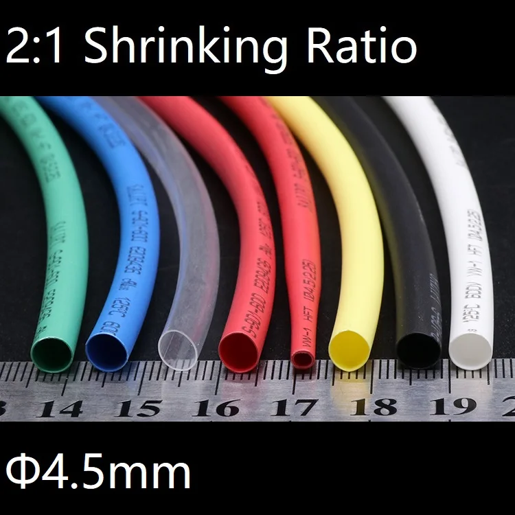 

Diameter 4.5mm Heat Shrink Tube 2:1 Polyolefin Thermal Cable Sleeve Insulated Wire Protector Wrap Cover DIY Connector Repair