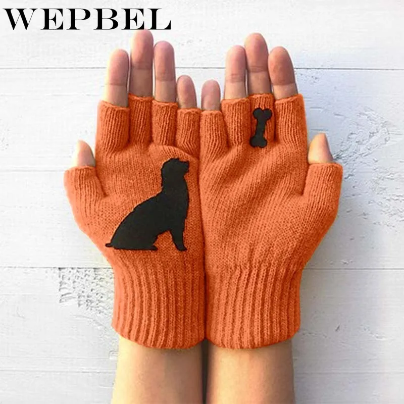 Женские теплые перчатки WEPBEL с открытыми пальцами зимние и осенние плотные