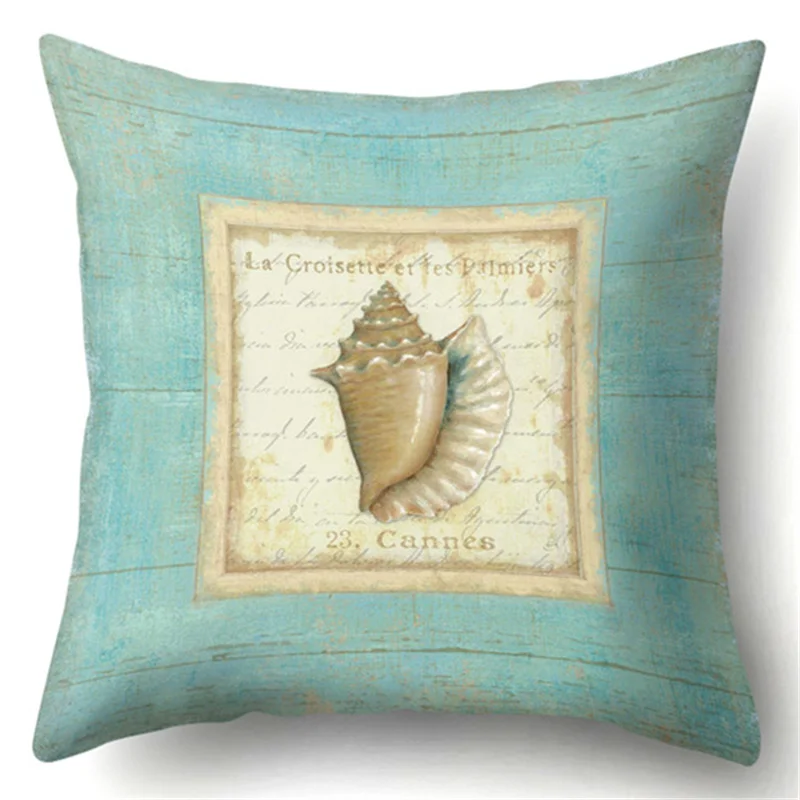 Чехол на подушку 45*45 см с принтом морской коралловой/морской звезды хлопковая