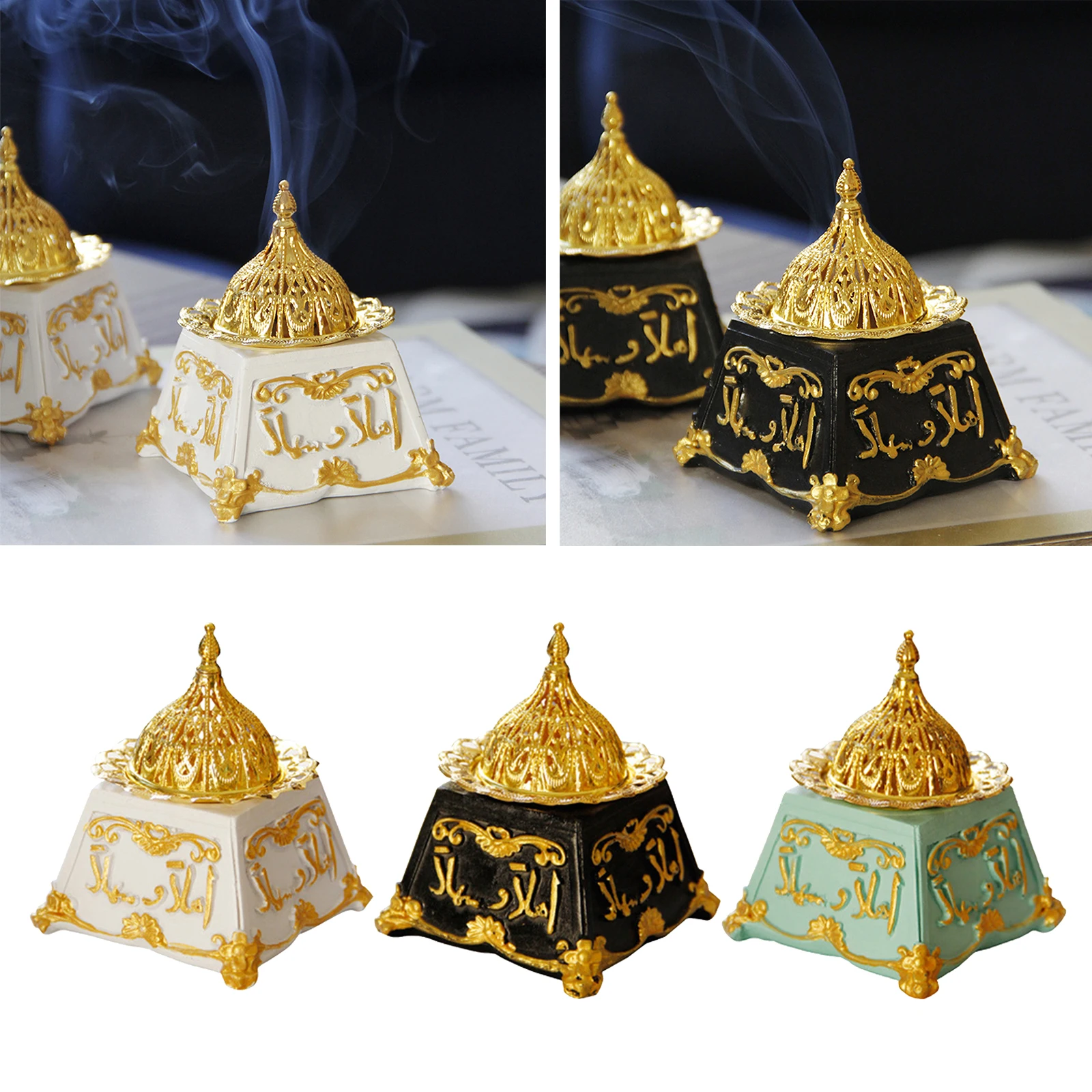 

Resin Metal Incense Burner Handcrafted Home Decor Ornaments Crafts 8x9.3cm Housewarming Gifts