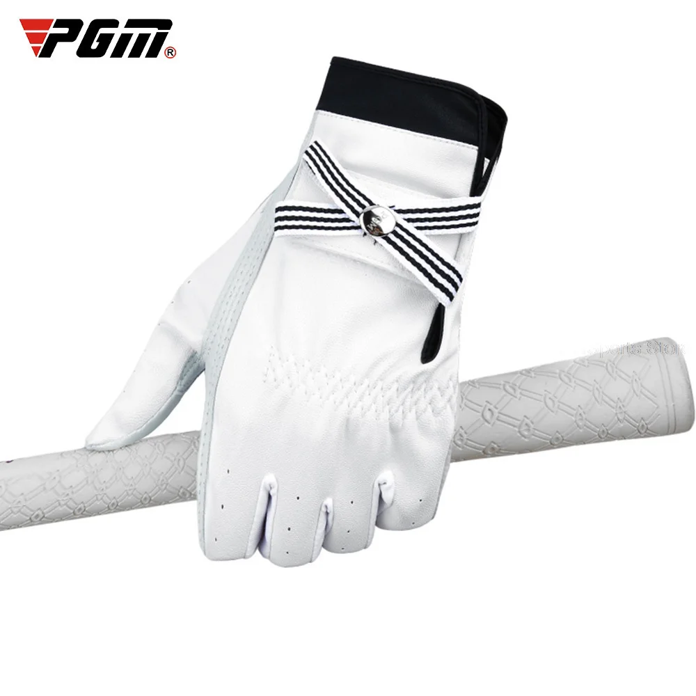 

1Pair Pgm Golf Gloves Women With Mark Sheep Skin Breathable Genuine Leather Sport Gloves Anti-Slip Training Mittens Elegant