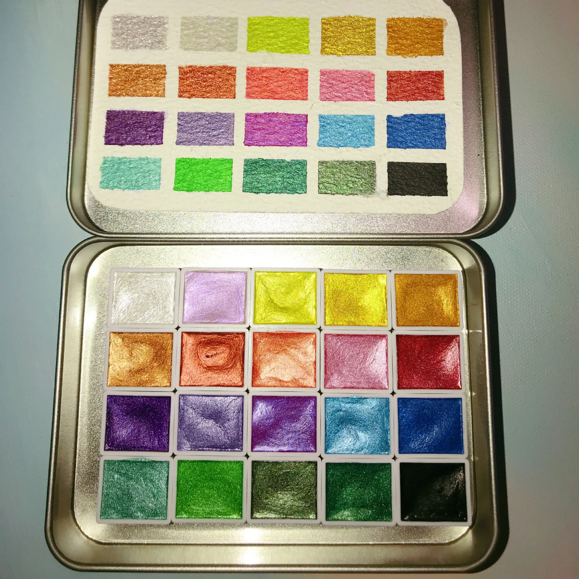 Однотонные акварельные краски 20 цветов текстурированный перламутровый пигмент