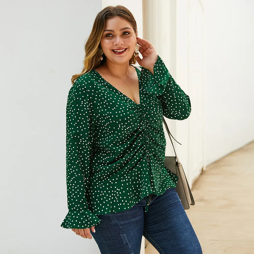 Женская блузка с длинным рукавом и V-образным вырезом | одежда