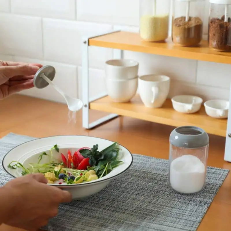 

CXD-Kitchen Moisture-Proof Sauce Seasoning Jar With Spoon Condiment Pots Clear Spices Container