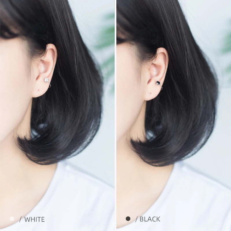 Colusiwei сверкающий чистый CZ корейский клип серьги простые геометрические 925 пробы