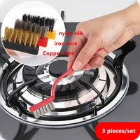 3pcslot gas stove cleaning wire brush multi functional kitchen cleaning tools metal fiber brush strong decontamination