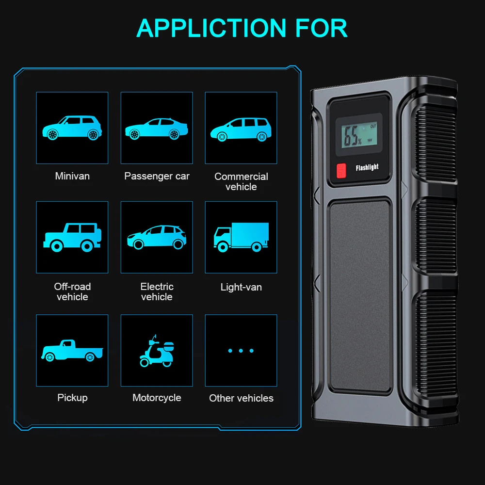 Портативный автомобильный пусковой источник питания черное портативное