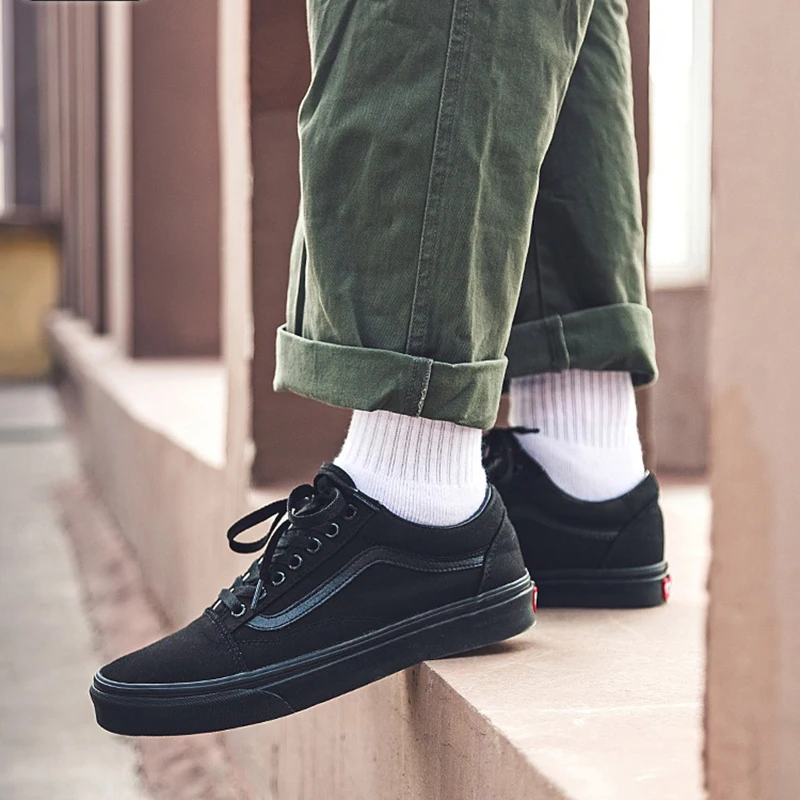 VANS OLD SKOOL/Мужская и женская обувь; Классические Оригинальные подлинные уличные стильные Низкие Модные черные туфли; VN000D3HBKA