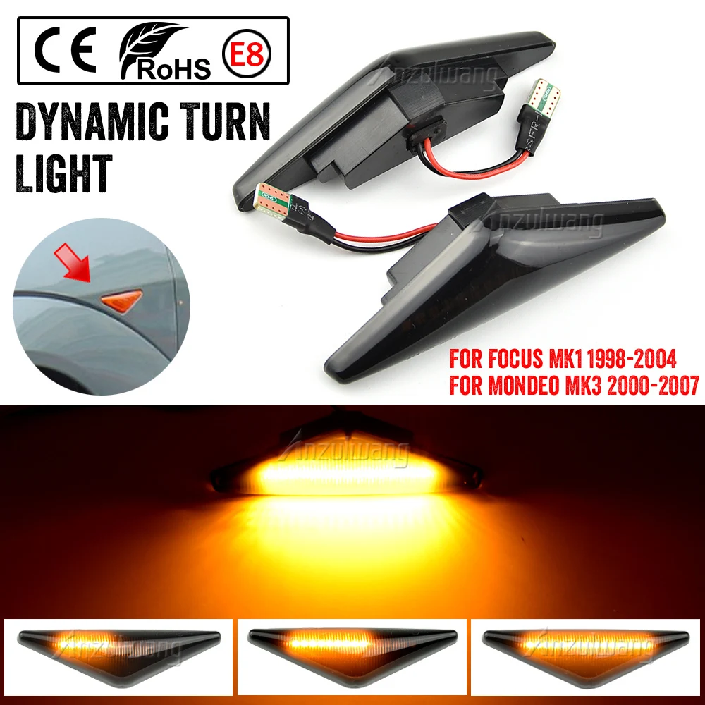

Dynamic Side Marker Turn Signal Light Indicator For Ford MONDEO 2000-2007 MK3 FOCUS MK1 1998-2004 Sequential Blinker Light