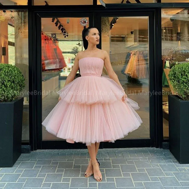 Женское платье многоярусная юбка платья до середины икры бальное без бретелек