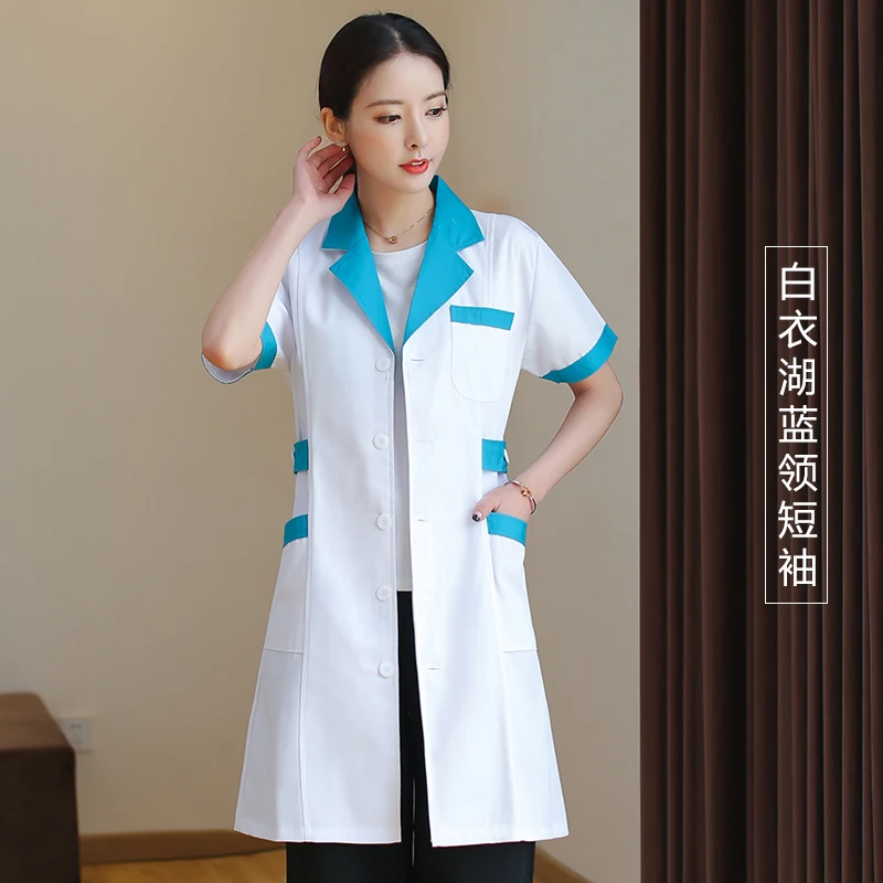 

Lab Uniform for Women Uniforms Work Wear Pharmacy White Coat Costume Female Spa Beauty Salon Long Jacket Gown 14 Style