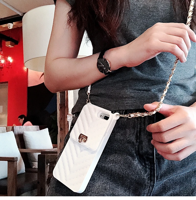 Чехол-Кошелек через плечо для iPhone 11 Pro XS MAX XR X 10 8 7 6 6s Plus с отделением для карт с длинным плечевым ремнем и цепочкой