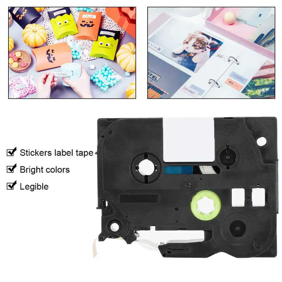 Лента для печати этикеток Brother совместимая с TZe этикеткой матовая белая на