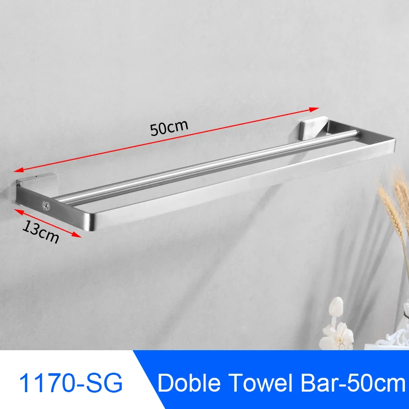 1170-SG-50cm Ванная комната из нержавеющей стали вешалка держатель для полотенец Держатель вращающееся полотенце бар набор жидкого мыла диспенсер Халат крюк туалетной бумаги держатель - Цвет: 1170-SG-50cm